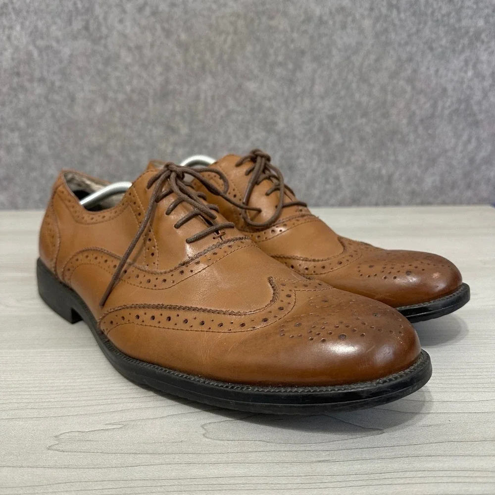 G.H. Bass Nicholas Wingtip Oxford Mens 13 Tan Leather Brogue Dress Shoes